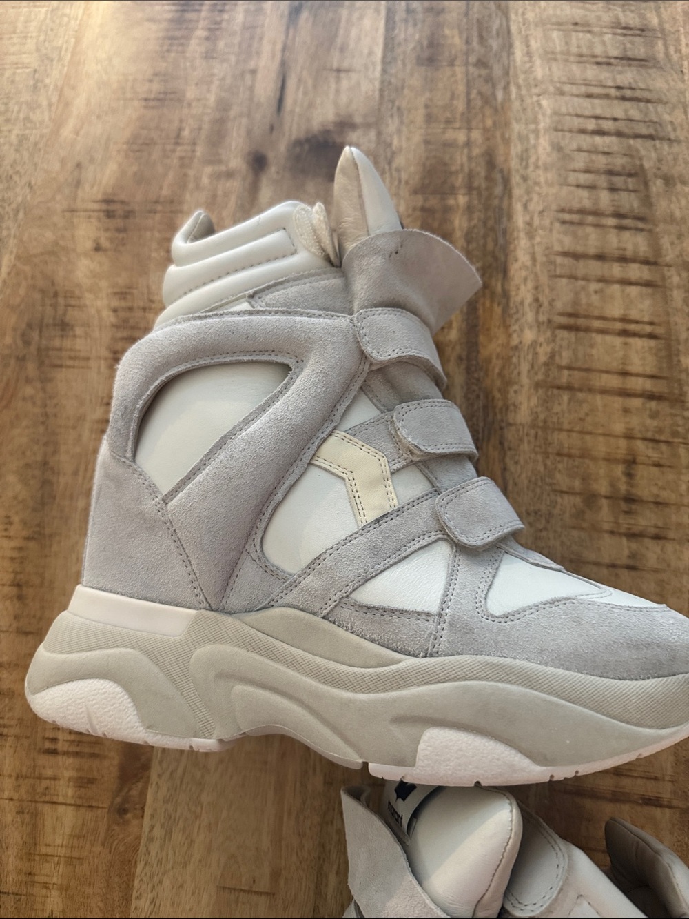 Isabel Marant Balskee White , Gray and Cream 50 MM High-Top Wedge Sneakers - Picture 5 of 12
